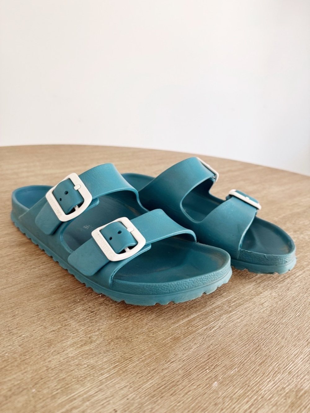 Birkenstock Arizona Teva Teal Double-Buckle Slide Sandals size 6